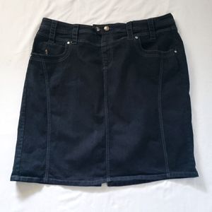 Women's Plus Size Denim Stretch Skirt - black | AVENUE